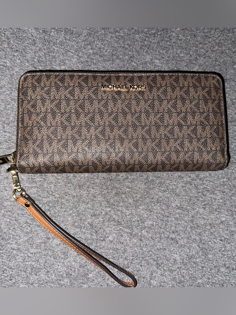 Michael Kors Tan Leather Zip-Around Wallet with Card Slots